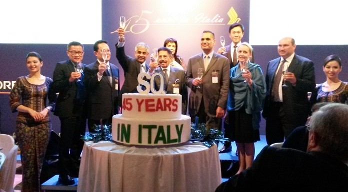 Grande festa a Roma per i 45 anni in Italia della Singapore Airlines